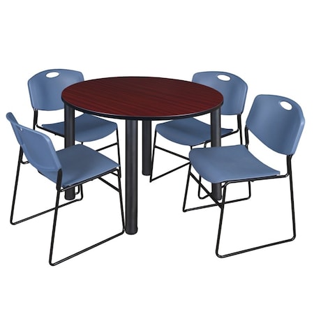 Regency Kee Round Table & Chair Set, Wood, Metal, Polypropylene Top TB48RNDMHBPBK44BE